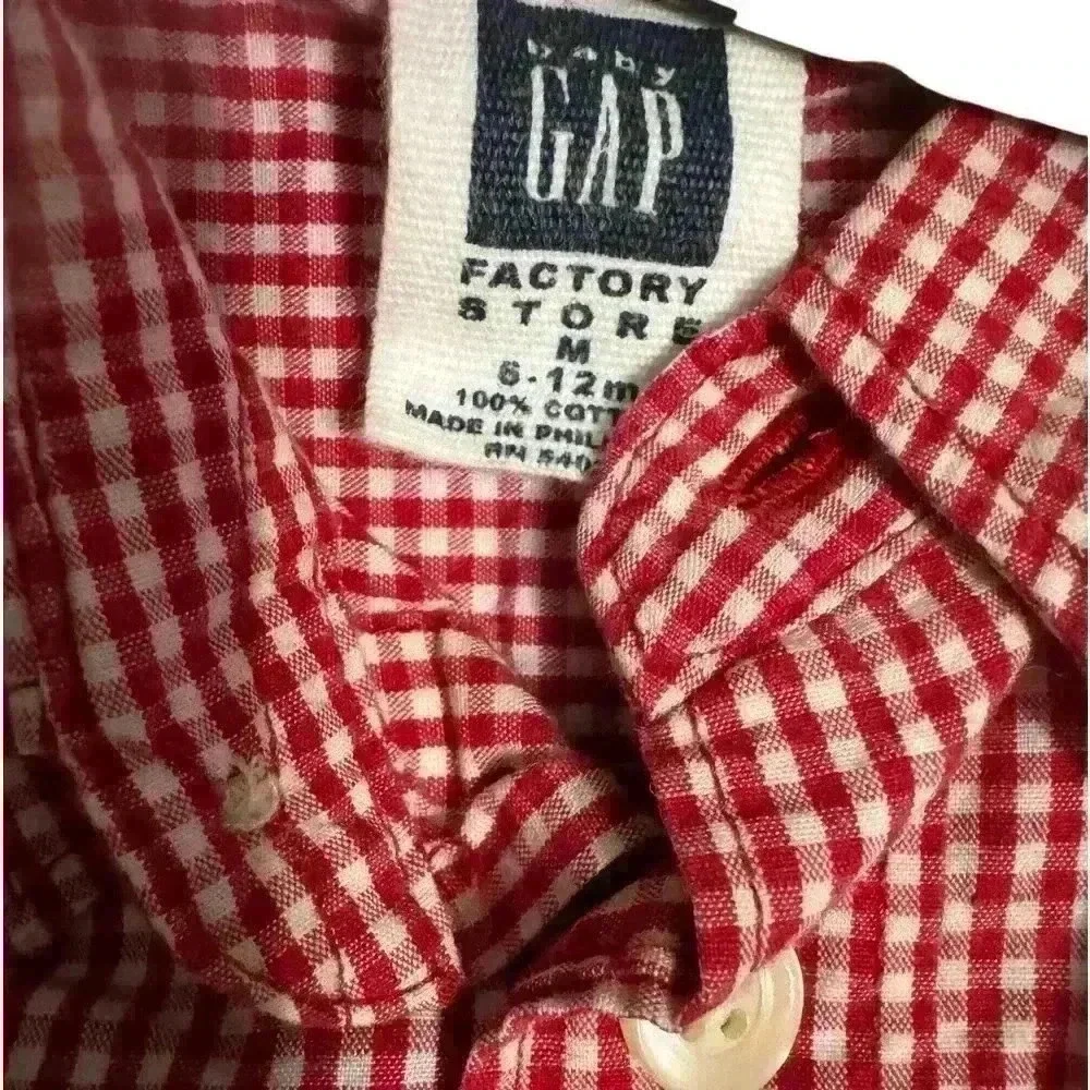 Baby gap button Up red checked shirt 6-12 months